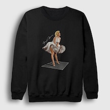 Presmono Unisex Icon Marilyn Monroe Sweatshirt Siyah