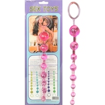 Erofoni Anal Ve Vajinal 25 CM Sıralı Jel Pink Zevk Topları Anal Plug