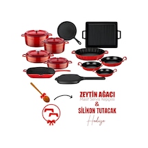 Lava Döküm 12x Trendy Serisi 17 Parça Tencere & Tava Seti Kırmızı