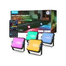 Govee Dış Mekan Led Spot Işığı 48w, 4000lm'ye Kadar Soğuk/sıcak Beyaz Işıklı Rgb Dış Mekan Spot Işığı, Alexa, Matter İle Uyumlu, 50+ Sahne, Bahçe İçin Ip66 Su Geçirmez Projektör, Peyzaj Dekorasyonu, 4 Parça Siyah