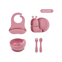 Jianfan Karikatür Silikon Mama Önlğü Su Geçirmez Bebek Beslenme Önlü Koyu Pembespar Pembe