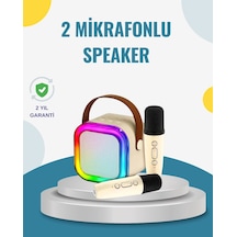 Kablosuz Karaoke Hoparlör - Çift Mikrofon Ve Led Işıklı Renkli