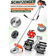 Schutzenger Hp-96 Ot Çim Biçme Benzinli Çapalama Eşeleme Aparatlı Tel Fırça 6 Bıçaklı Set Bahçe Tarla İçin Profesyonel