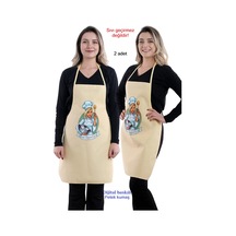 Siyah Chef İkili Paket Leke Tutmaz Kumaş Mutfak Önlüğü Seti Sarı