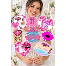 Pembe Kırmızı Bride To Be Konuşma Balonu Seti 8 Parça Bekarlığa Veda Aksesuarı