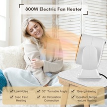 Flybuy 800 W Enerji Tasarruflu Masaüstü Isıtıcı, Mini Fan Isıtıcı, Beyaz, 110v/220v