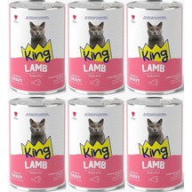 King Et Parçacıklı Kuzu Etli Yetişkin Kedi Konserve 400 Gr 6 Adet