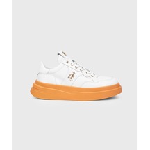 Yüksek Tabanlı Hafif Erkek Deri Sneakers Beyaz