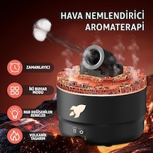 Robeve Volkanik Lav Efektli Topçu Tasarım Aromaterapi Hava Nemlendirici Renkli Led Işıklı, Sessiz Çalışan, Su Bittiğinde Otomatik Kapanan Difüzör Ev & Ofis Kullanımı Için Siyah