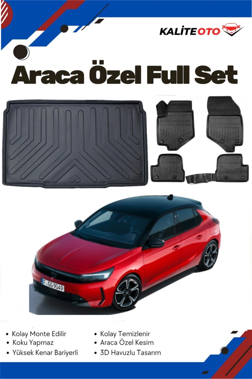Opel Corsa F 2022 Model Yumuşak Paspas+bagaj Havuzu Seti