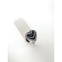 Gümüş Işıltılı Kafes Kalp Pan Tasarım Bileklik Uyumlu Charm