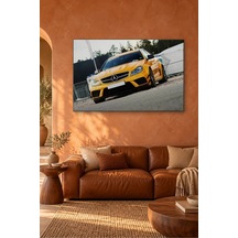 Fida Pist Kenarında Sarı Mercedes C63 Amg Coupe Canvas Tablo Çok Renkli