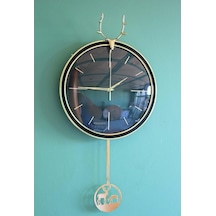 Geyikli Sarkaçlı Duvar Saati Alk1583 Dekoratif Hediyelik Çok Renkli