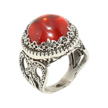 925 Ayar Gümüş Garnet Taşlı Tasarım Yüzük