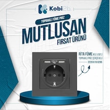 Rita Füme Çerçeveli İkili Usb'li Topraklı Priz