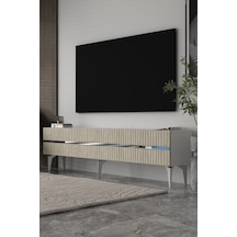 180dhdts5btg Tedy 3 Kapaklı Pleksi Lazer Desen Tv Sehpası Beyaz-traverten-gümüş