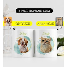 Bk Gift Kişiye Özel İki Evcil Hayvan Karikatürlü Beyaz Kupa Bardak-1, Arkadaşa Hediye, Sevgiliye Hediye Kobitmeyencom33907 Bk Gift