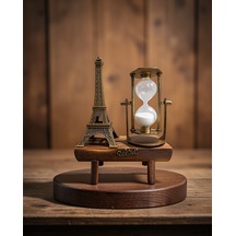 Kum Saati Ahşap Görünümü Retro Eiffel Kulesi Uczeyfelkulesikumsaatii3