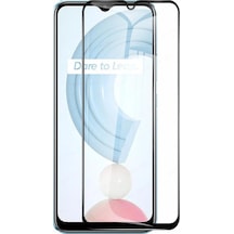 Microcase Realme C21Y Tam Kaplayan Çerçeveli Cam - Siyah