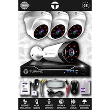 Turkno 4 Kameralı Galia 3 İç Kamera Set 250 GB HDD Full HD Gece Görüşlü Güvenlik Kamerası Sistemi