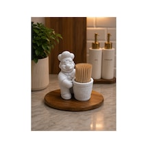 Dekoratif Mutfak Şefi Görselinde Kürdanlık Beyaz