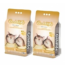 Goldlife Kavun Kokulu Topaklanan Bentonit Ince Taneli Kedi Kumu 10 Lt 2 Adet