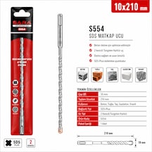 Sara S554 Sds Plus Matkap Ucu 10 X 210 Mm, 2 Kesicili Tungsten Karbür Uçlu