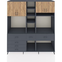 Kronos Dolap 11 Raflı 6 Çekmeceli 4 Kapaklı 220x59x243 Antrasit-çam/antrasit Atlas Çam/antrasıt