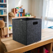 Dolap İçi Düzenleyici 1 Adet Organizer 3mm Keçe 32x32x32 Cm Çok Amaçlı Keçe Kutu Antrasit