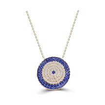 Kuyumcudukkani Yuvarlak Şekilli Pave Mıhlamalı Nazar Kolye-20008-g-m Gold