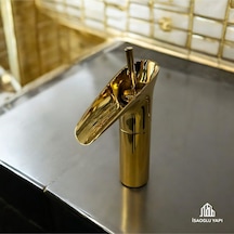 İsaoğlu Yapı Gold Şelale Musluk Nostaljik Tasarım Lavabo Bataryası Gold Armatür Gold