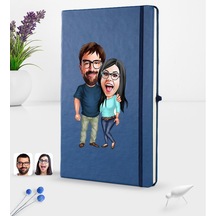 Kişiye Özel Sevgililer Karikatürlü Karikatürlü Lacivert Termo Der N11.2912