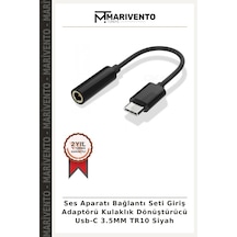 Ses Aparatı Bağlantı Seti Giriş Adaptörü Kulaklık Dönüştürücü Usb-c 3.5mm Tr10 Siyah