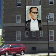 Gazi Mustafa Kemal Atatürk Portre Poster Dış Cephe Bayrağı -300x450cm - 3x4,5 Metre 1