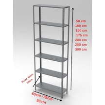 6 Katlı Galvaniz Çelik Raf - Depo, Arşiv, Kiler, Dosya, Market Rafı 43x75 Cm 250 Cm 1.00 Mm Diğer