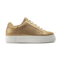 Deery Hakiki Süet Altın Rengi Simli Sneaker Kadın Ayakkabı - Z1681Zaltc01 Altın