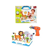 Oyuncak Eğitici Matkap 3D Hayvan Aksesuarlı 340 Parça  Süper Set