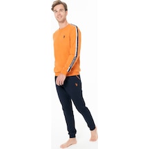 U.S. Polo Assn. Erkek Lisanslı Kışlık Uzun Kol Pijama Takım 18942 Turuncu