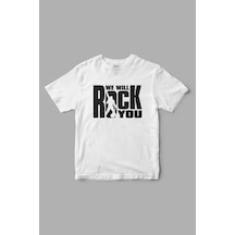 We Will Rock You Queen Baskılı Tişört Beyaz