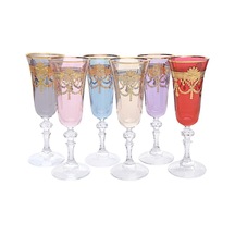 Flut Şampanya Kadehi 6'li Set, Elit Altın Asorti, Renkli