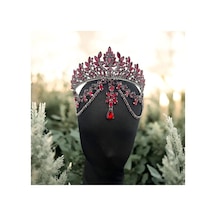 Bordo Alınlıklı Gelin,kına,nişan,söz,after,bride,party Taç Bordo - 694988170 Bordo