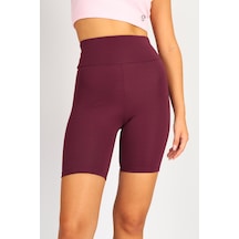 Soft&Basic Kadın Bıker Toparlayıcı Spor Tayt Bordo
