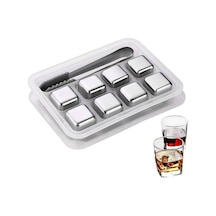 Kkmoon 8 Adet Yeniden Kullanılabilir Paslanmaz Çelik Buz Küpleri - Gri