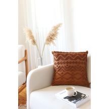 Bohem Özel Tasarım Punch Panç Desen Kare Dekoratif Kırlent Kılıfı 50x50 Cm Letta Taba Diğer