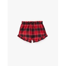 Koton Pamuklu Ekoseli Fırfırlı Pijama Altı Kırmızı Ekose 6wlk80019mw Kırmızı Ekoseli