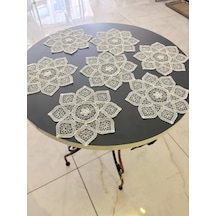 6 Lı Dantel Kahve Sunumluğu 15x15 Cm Asorti Desenli Zarif Sunum Aksesuarı Diğer
