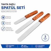 Tahta Saplı Spatül Seti - Bıçaklı Spatula 3lü Set