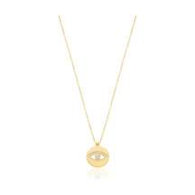 Zirkon Taşlı Altın Kaplamalı Göz Desenli Gümüş Kolye Gold - Rose Gold - Gümüş