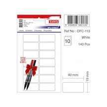 Tanex Ofc-113 40x19 Mm Beyaz Ofis Etiketi 10 Sayfa 2'li Asetat Ka