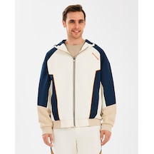 Skechers M Diagonel Lw Fleece Fullzip Hoodie Sweatshirt Erkek Off White Sweatshirt S2510027-102 Off White Beyaz